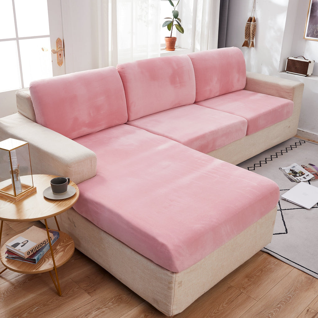 Sectional Sofa Cover | Velvet (Special Sizes) SofaGuards Size 1 Candy Floss 