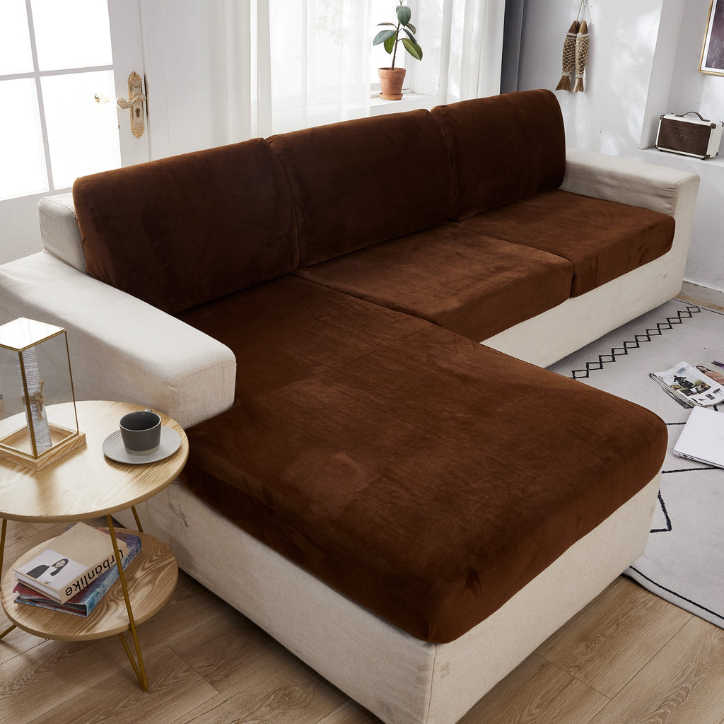 Sectional Sofa Cover | Velvet (Special Sizes) SofaGuards Size 1 Hazelnut 