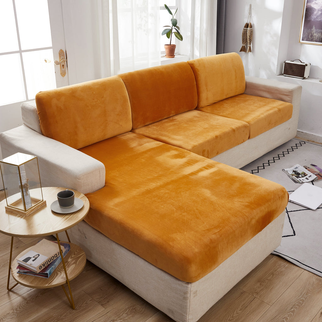 Sectional Sofa Cover | Velvet (Special Sizes) SofaGuards Size 1 Tangerine 