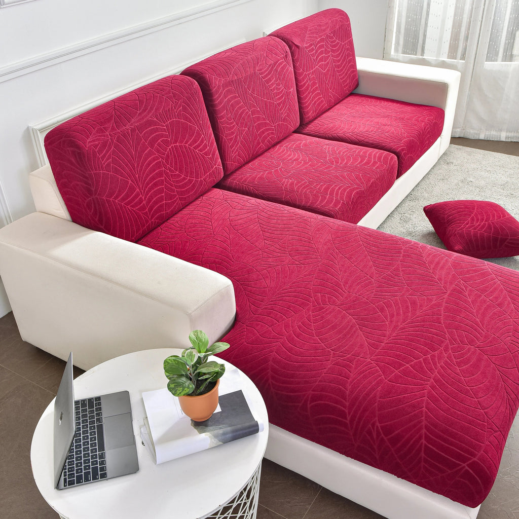 Sectional Sofa Cover (Water-Resistant) | Leaf (Special Sizes) SofaGuards Size 1 Crimson 